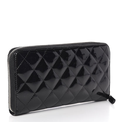 Chanel Patent Quilted Zip Around Wallet Black 3 of 8