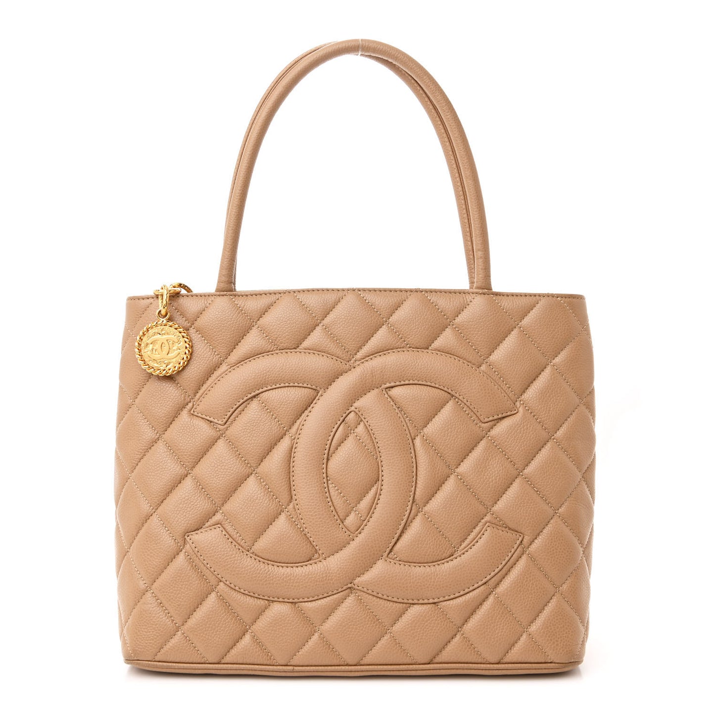 Caviar Quilted Medallion Tote Beige