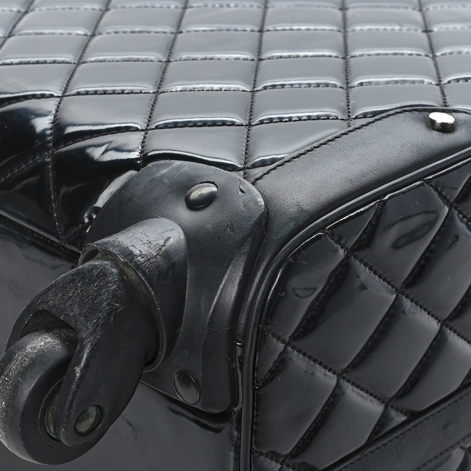 Chanel Vinyl Calfskin Quilted Trolley Rolling Luggage Black 10 of 10
