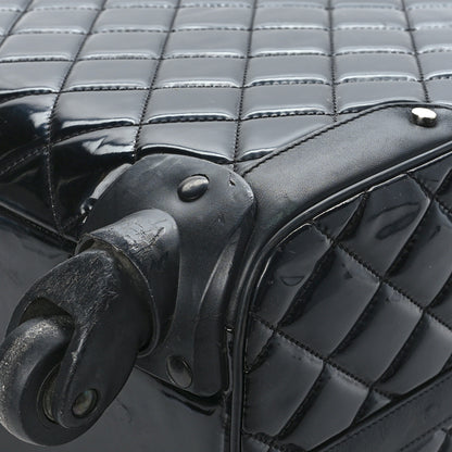 Chanel Vinyl Calfskin Quilted Trolley Rolling Luggage Black 10 of 10