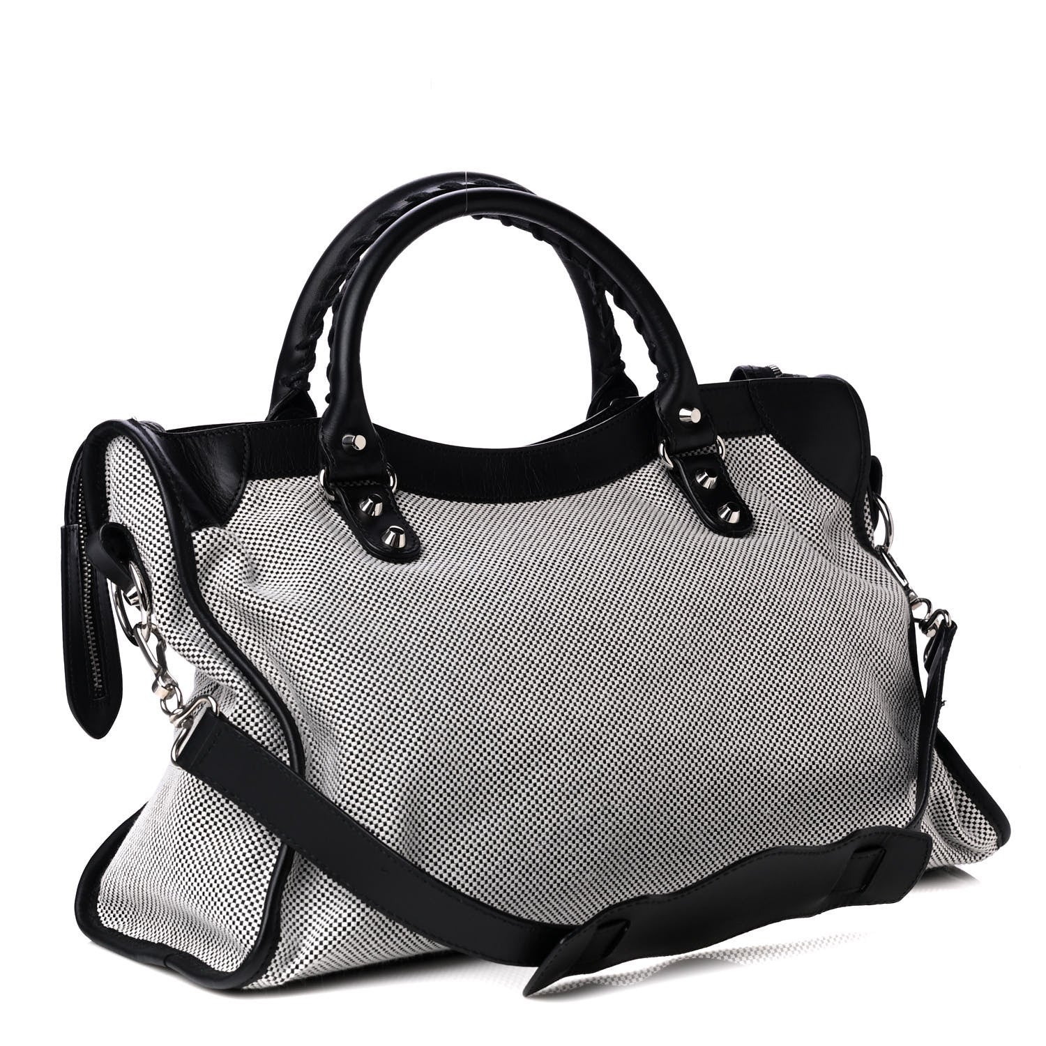 Balenciaga Calfskin Twill Classic Hardware Perforated City Black White 2 of 4