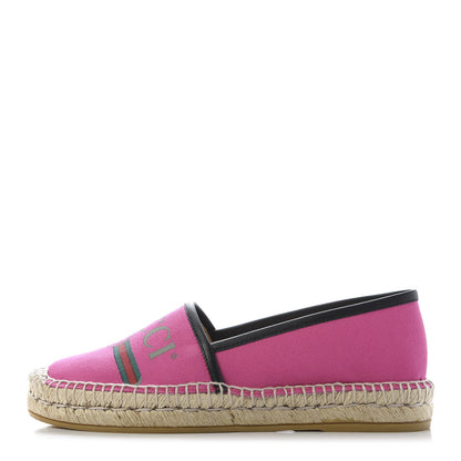 Gucci Canvas Logo Espadrilles 36.5 Cyclamen Rose Black 1 of 10