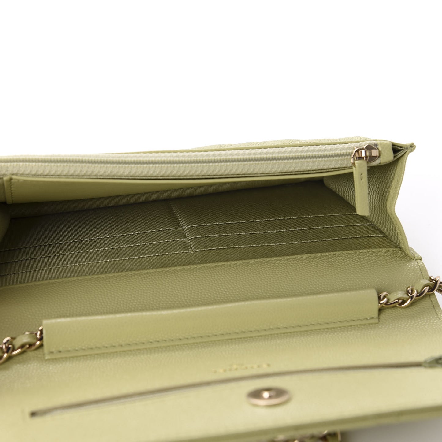 Caviar Quilted French New Wave Chain CC Wallet On Chain WOC Light Green