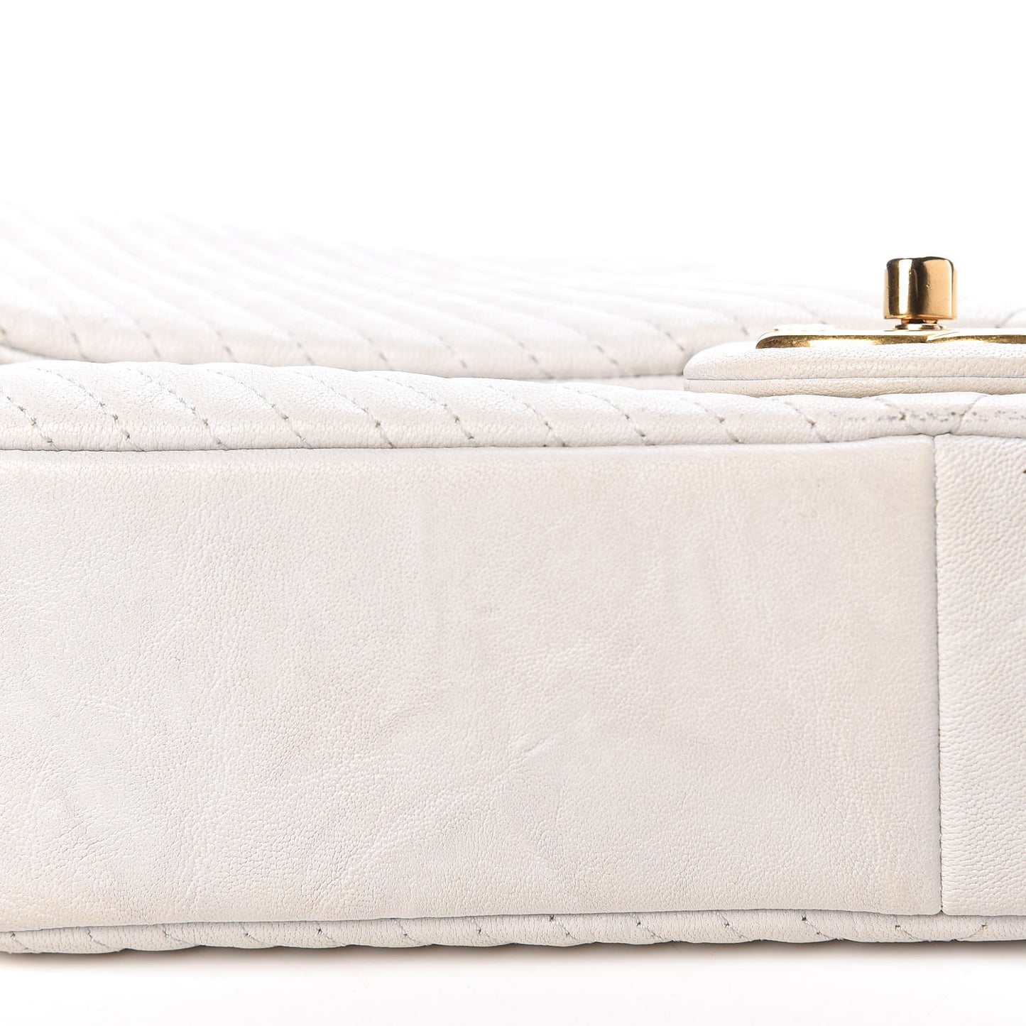 Calfskin Surpique Chevron Medium Flap White