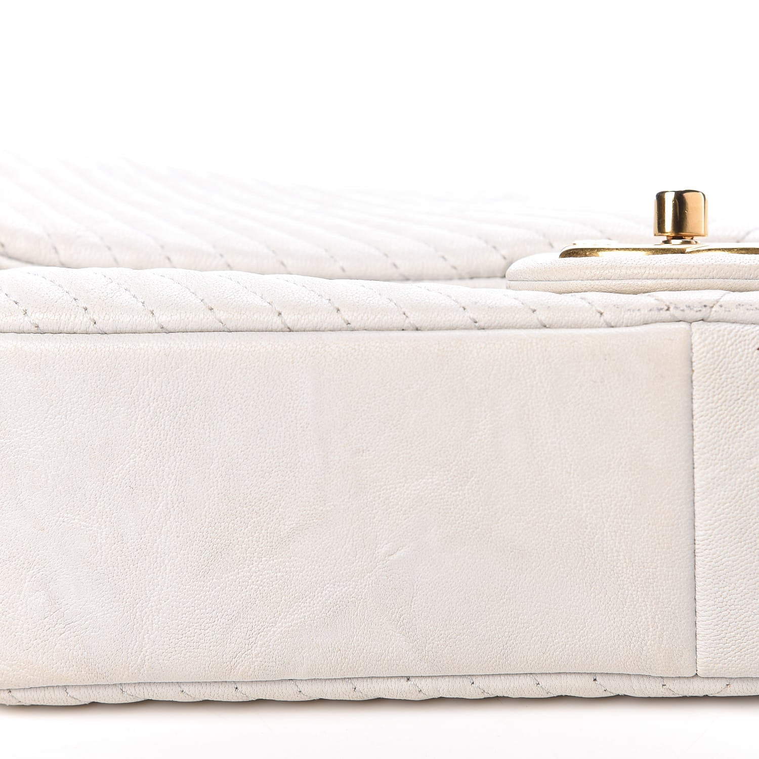 Chanel Calfskin Surpique Chevron Medium Flap White 9 of 21