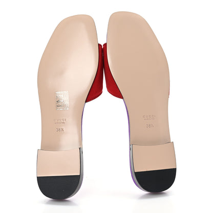 Gucci Kid Scamosciato Interlocking G Cut Out Slide Sandals 38.5 Purple Red 5 of 7