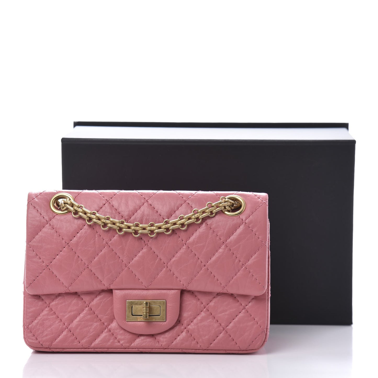 Aged Calfskin Quilted 2.55 Reissue Mini Flap Pink