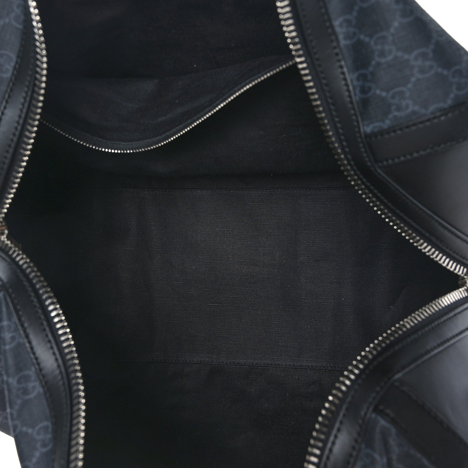 Gucci Soft GG Supreme Monogram Appia Calfskin Web Medium Carry On Duffle Bag Black Grey 5 of 12