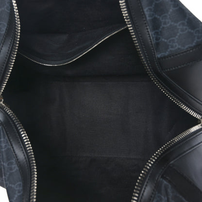 Gucci Soft GG Supreme Monogram Appia Calfskin Web Medium Carry On Duffle Bag Black Grey 5 of 12