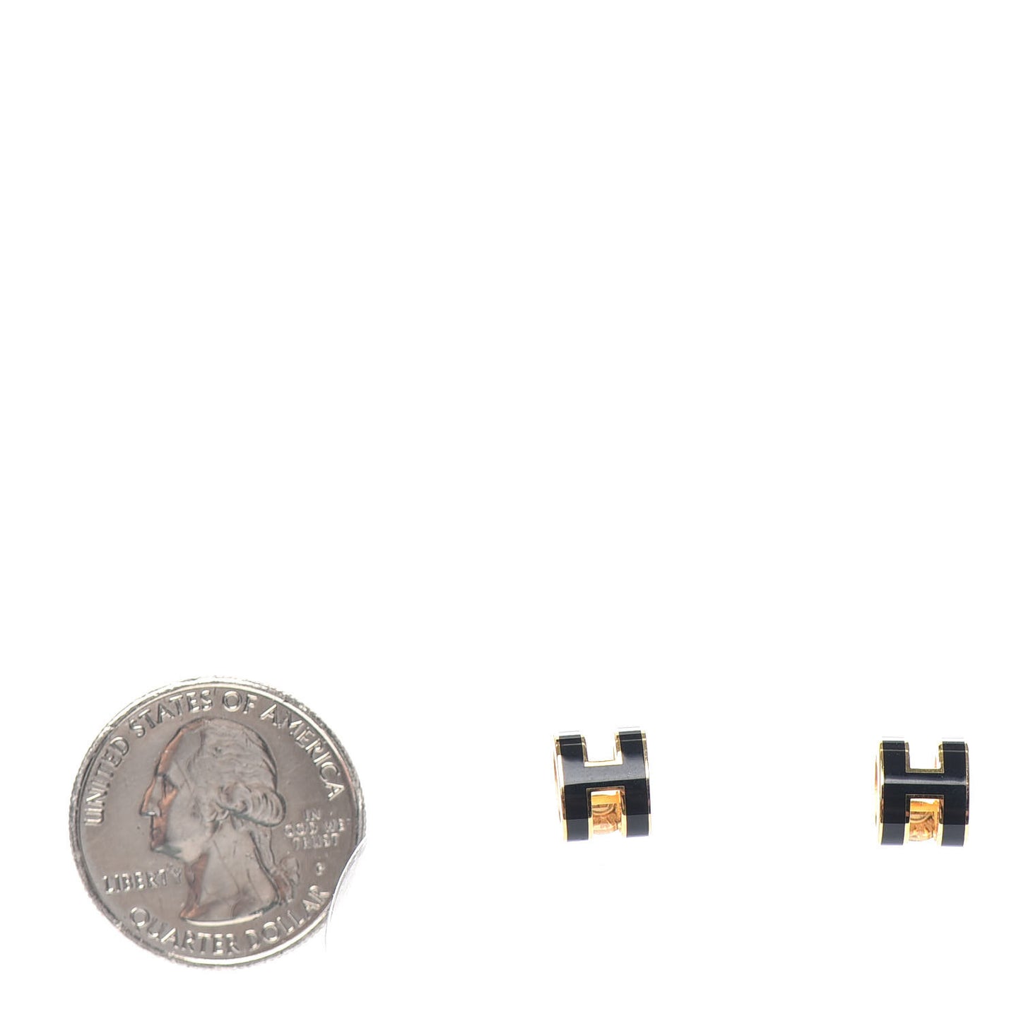 Gold Lacquered Mini Pop H Earrings Black
