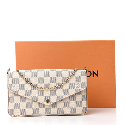 Louis Vuitton Damier Azur Pochette Felicie Chain Wallet Rose Ballerine 12 of 12
