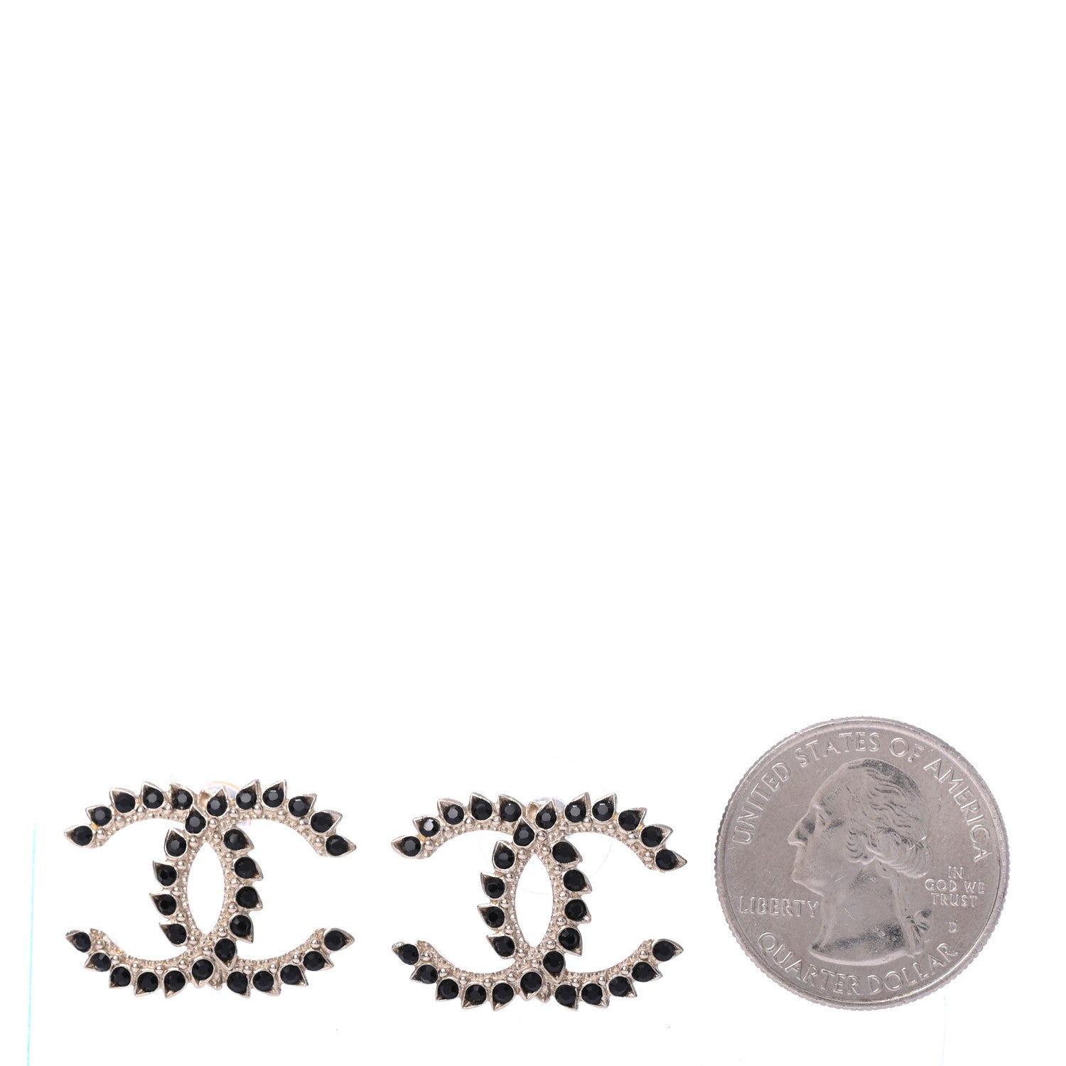 Chanel Strass Crystal Dazzling Wheat CC Earrings Black Gold 2 of 4