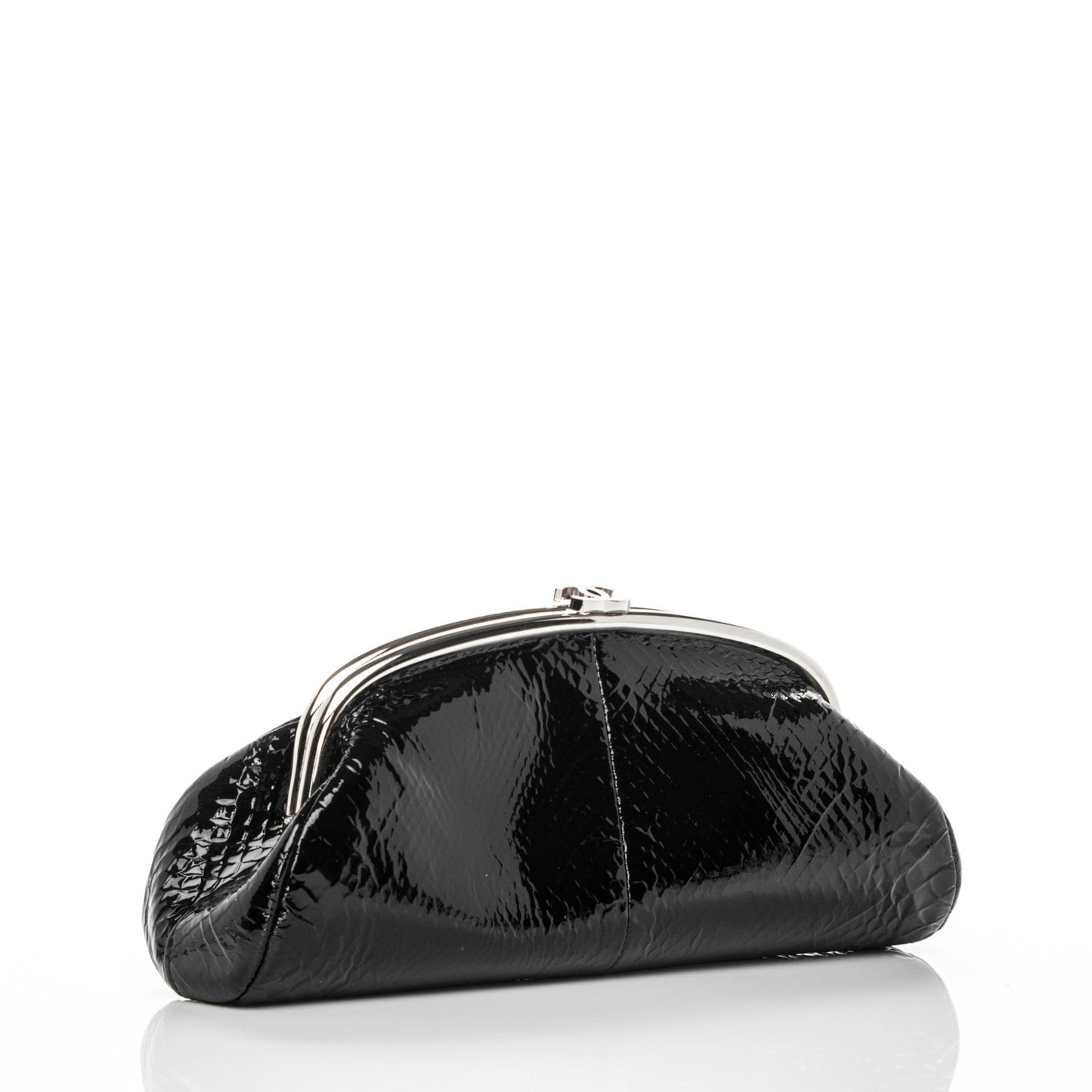 Glazed Python Timeless Clutch Black