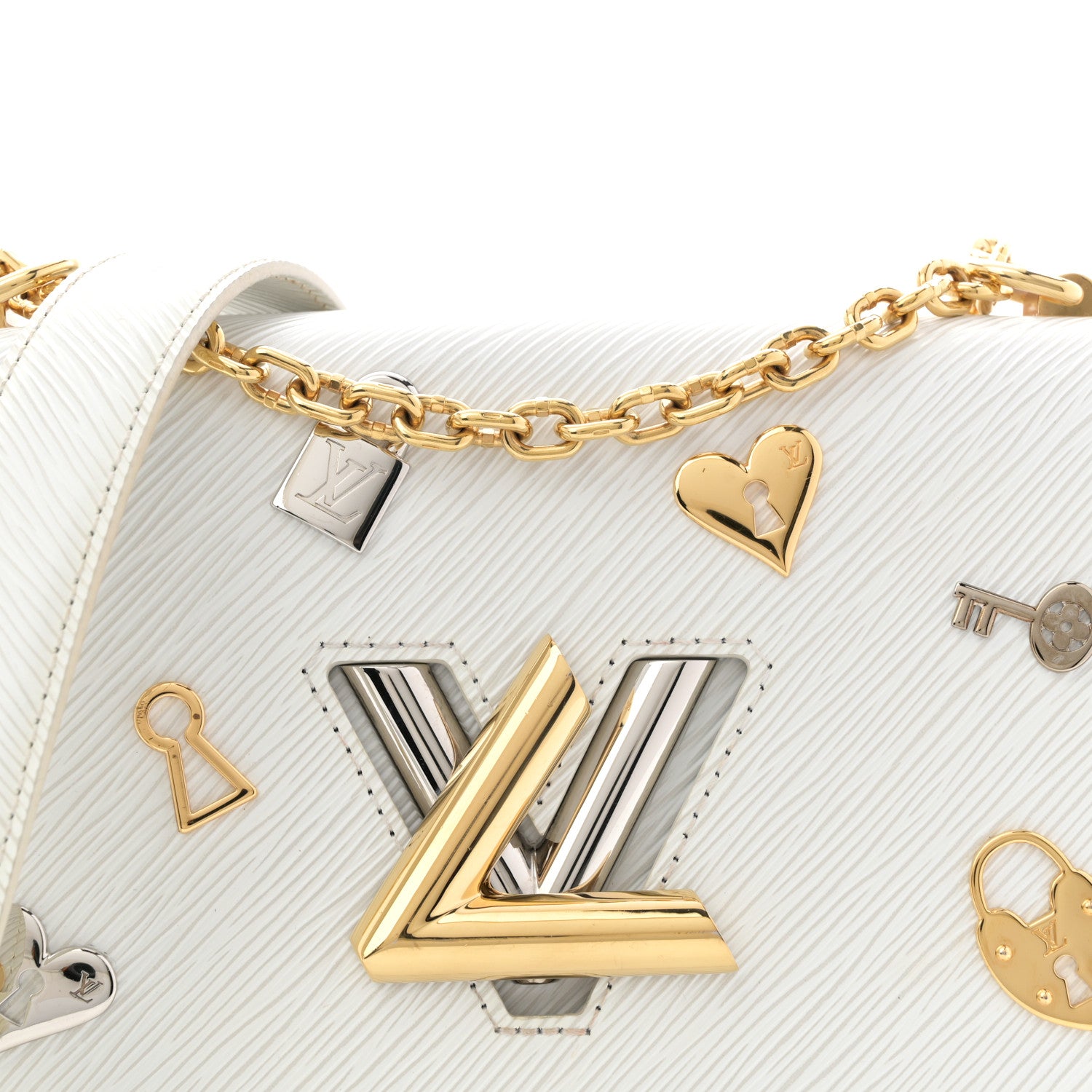 Louis Vuitton Epi Love Lock Twist Shoulder Bag MM White 1834172