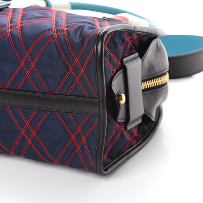 Prada Tessuto Nylon Quilted Impunturato Bauletto Baltico Fuoco 8 of 8