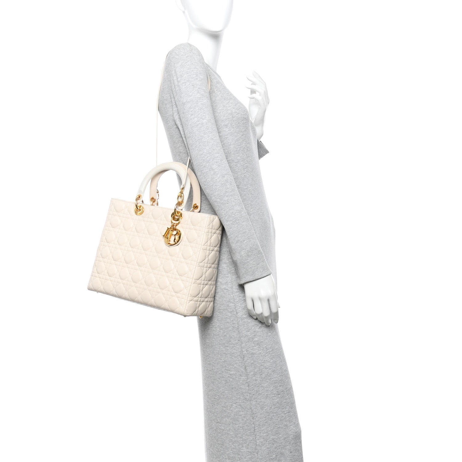 Christian Dior Lambskin Cannage Large Lady Dior White 2 of 11