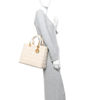 Christian Dior Lambskin Cannage Large Lady Dior White 2 of 11