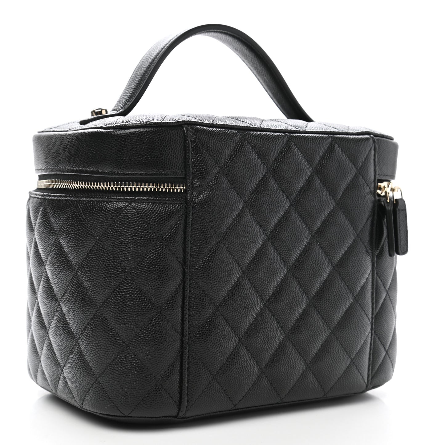 Caviar Quilted Large Vanity Pouch Black