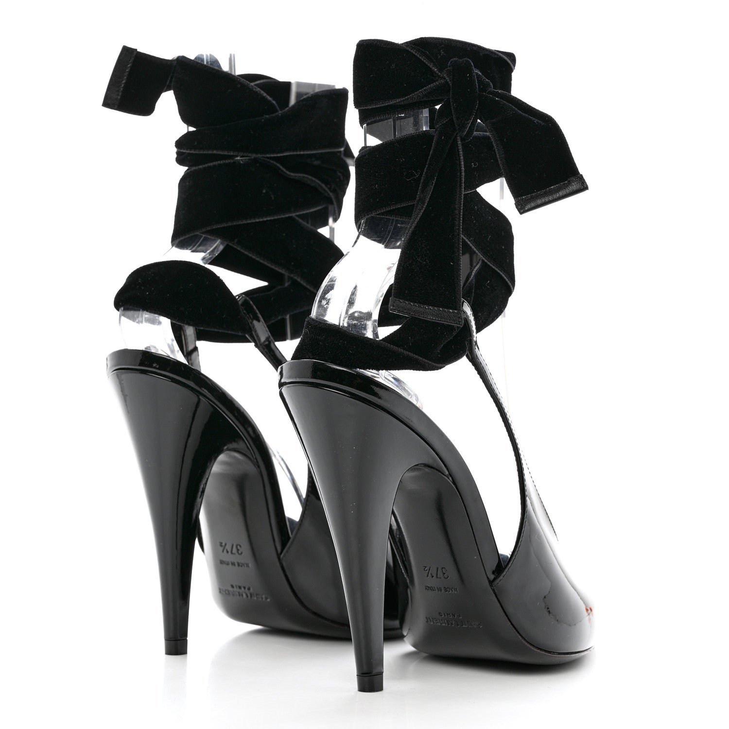 Saint Laurent Vernice Chiffon Venus Lace 110 Pumps 37.5 Black 4 of 9