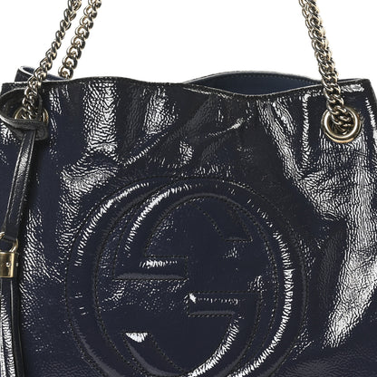 Gucci Vernice Naplack  Medium Soho Chain Shoulder Bag Uniform Blue 8 of 11