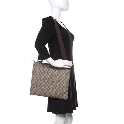 Gucci GG Supreme Monogram Medium Flat Messenger Bag Dark Brown 2 of 10