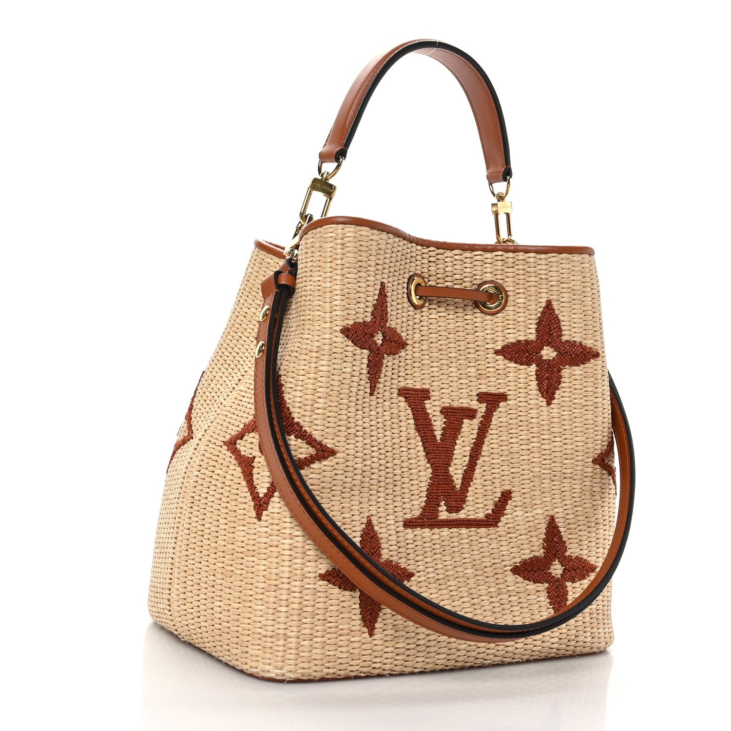 Louis Vuitton Raffia Calfskin Monogram Neonoe MM Tan 3 of 10