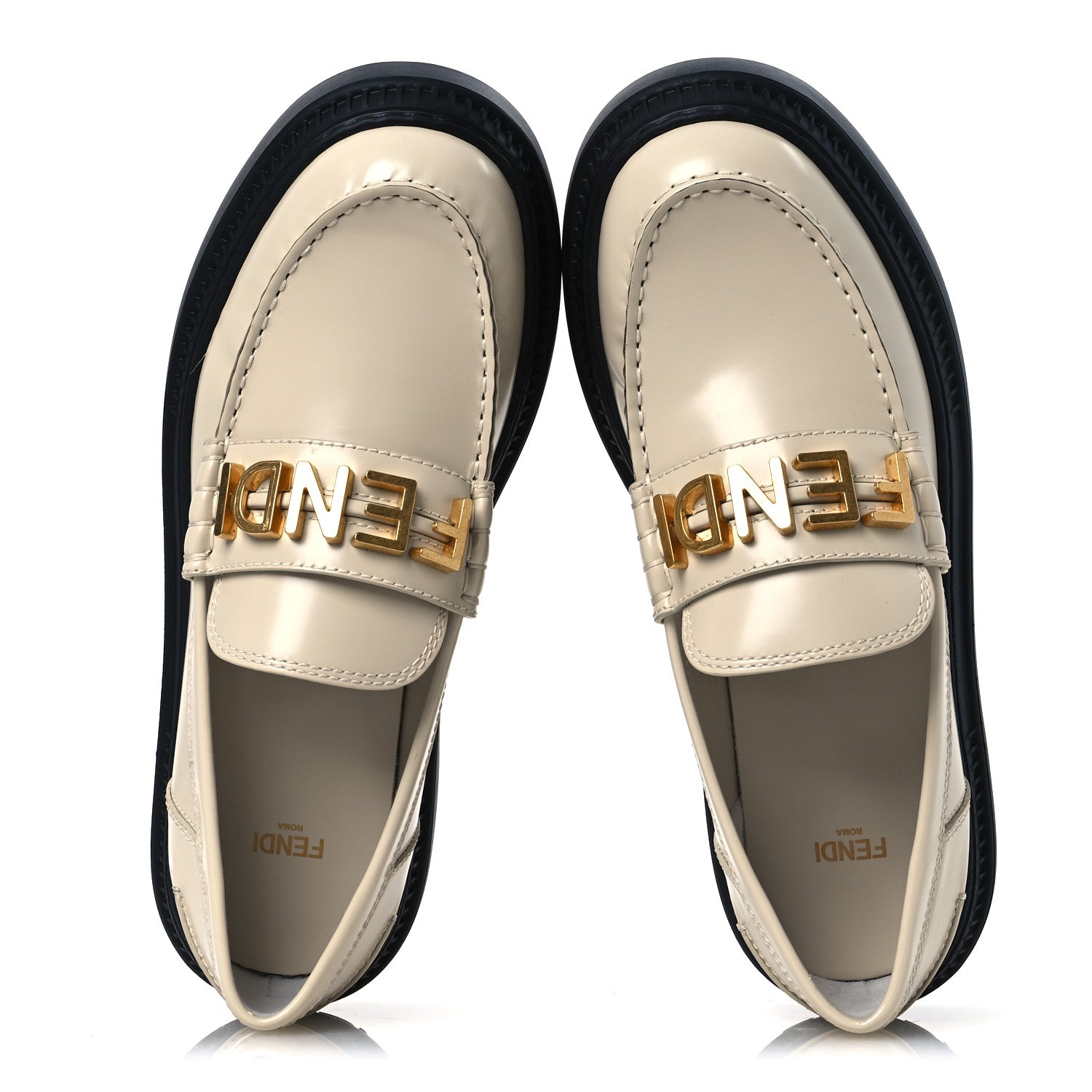 Fendi Vitello Abrasivato Fendigraphy 50mm Loafers 40 Blanco Babe 2 of 13
