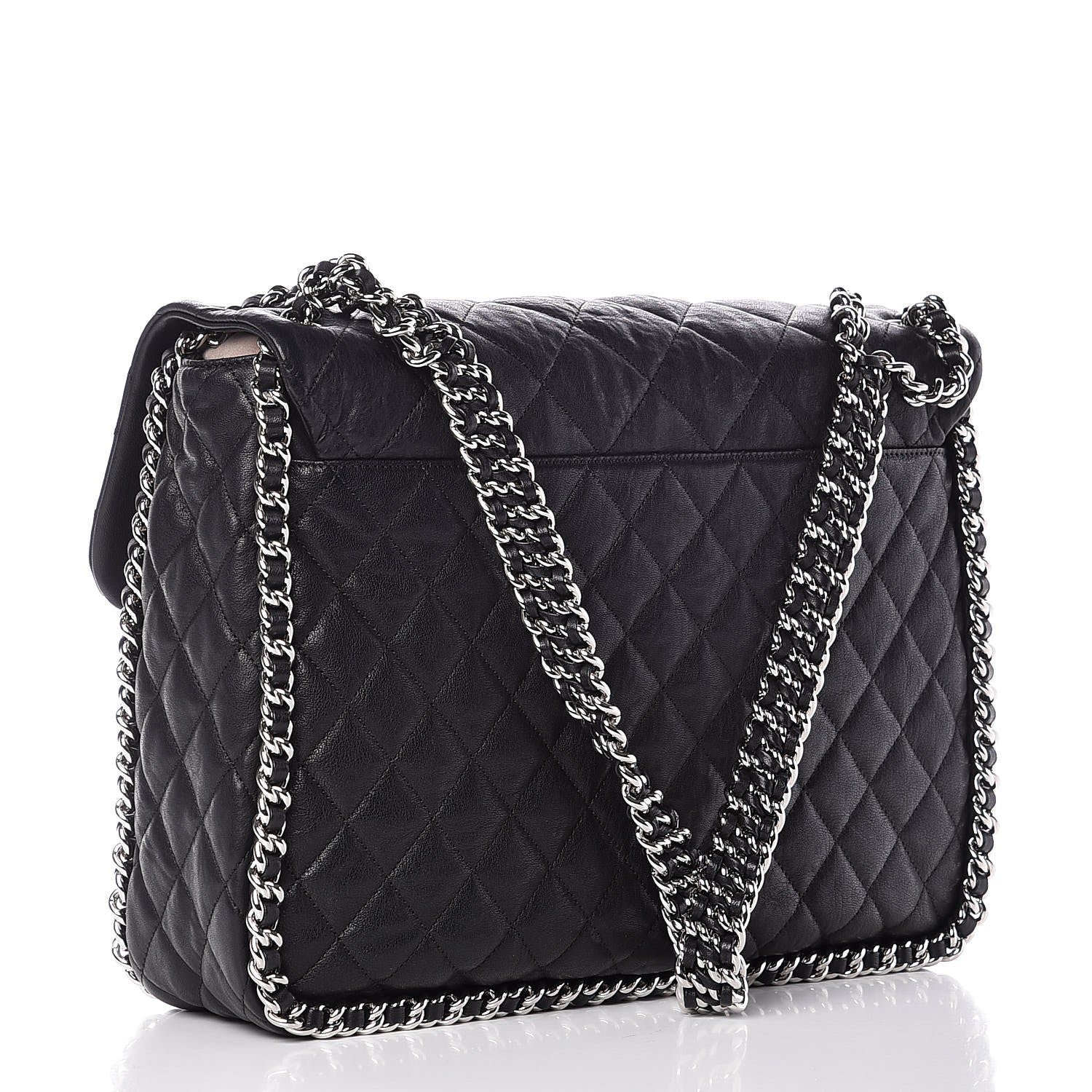 Chanel Washed Lambskin Quilted Maxi Chain Around Flap Black 3 of 8