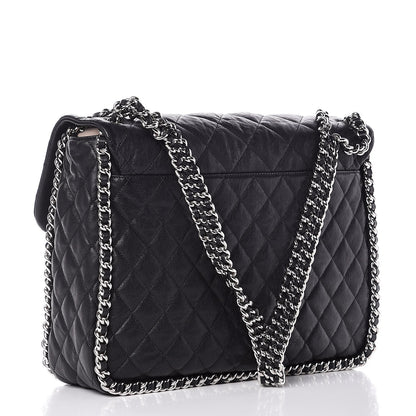 Chanel Washed Lambskin Quilted Maxi Chain Around Flap Black 3 of 8