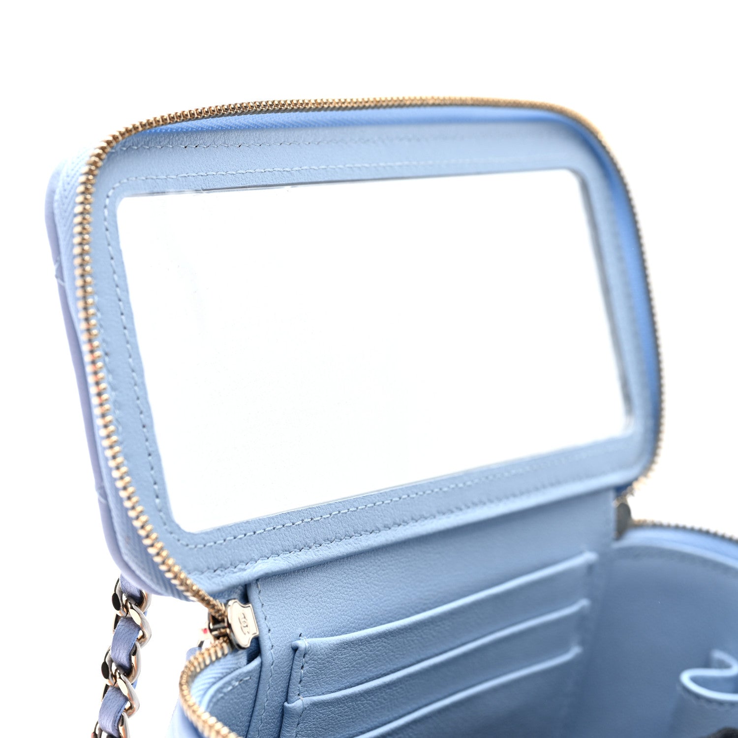 Chanel Lambskin Quilted Small Top Handle Vanity Case With Chain