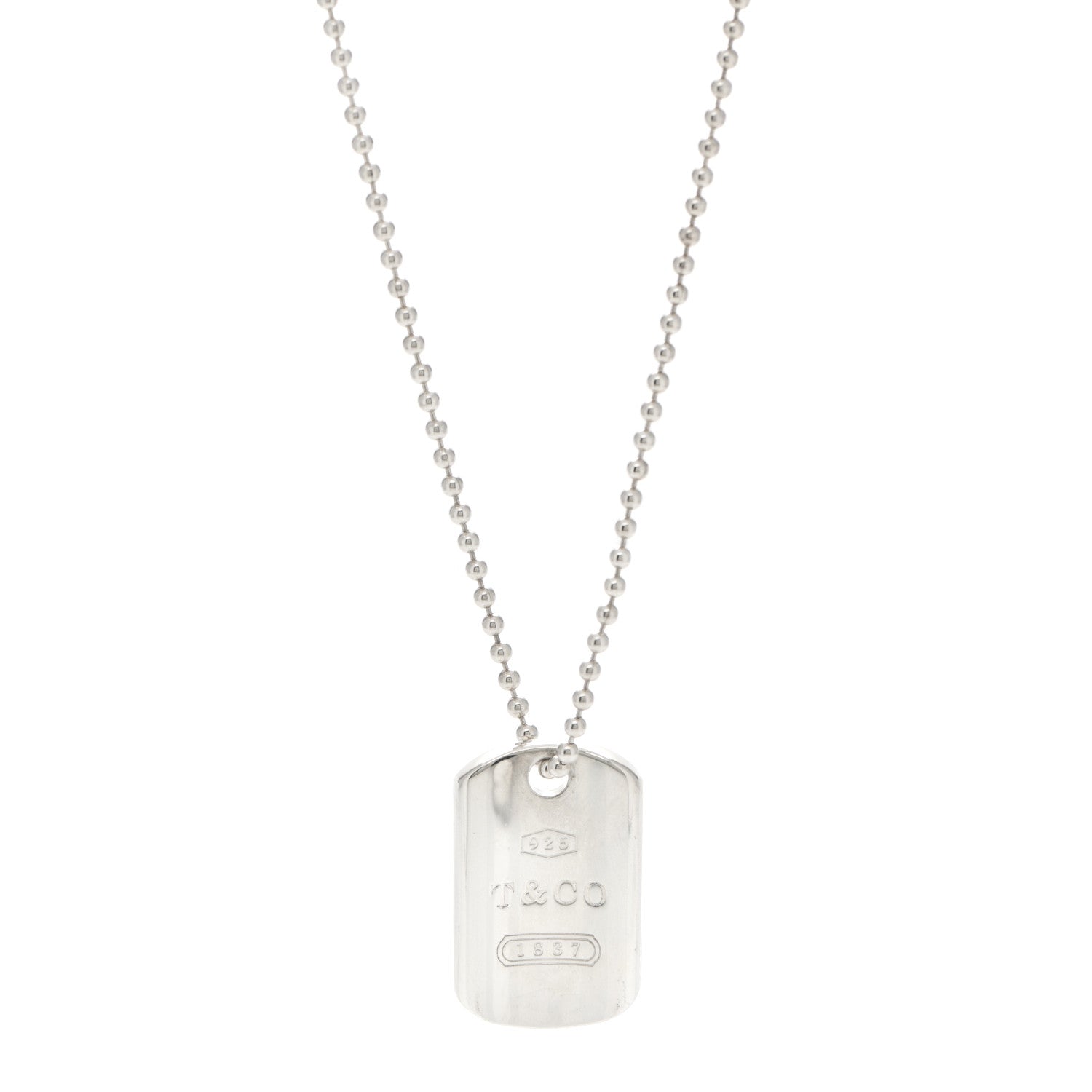 Tiffany Sterling Silver 1837 Dog Tag Pendant Necklace 1 of 4