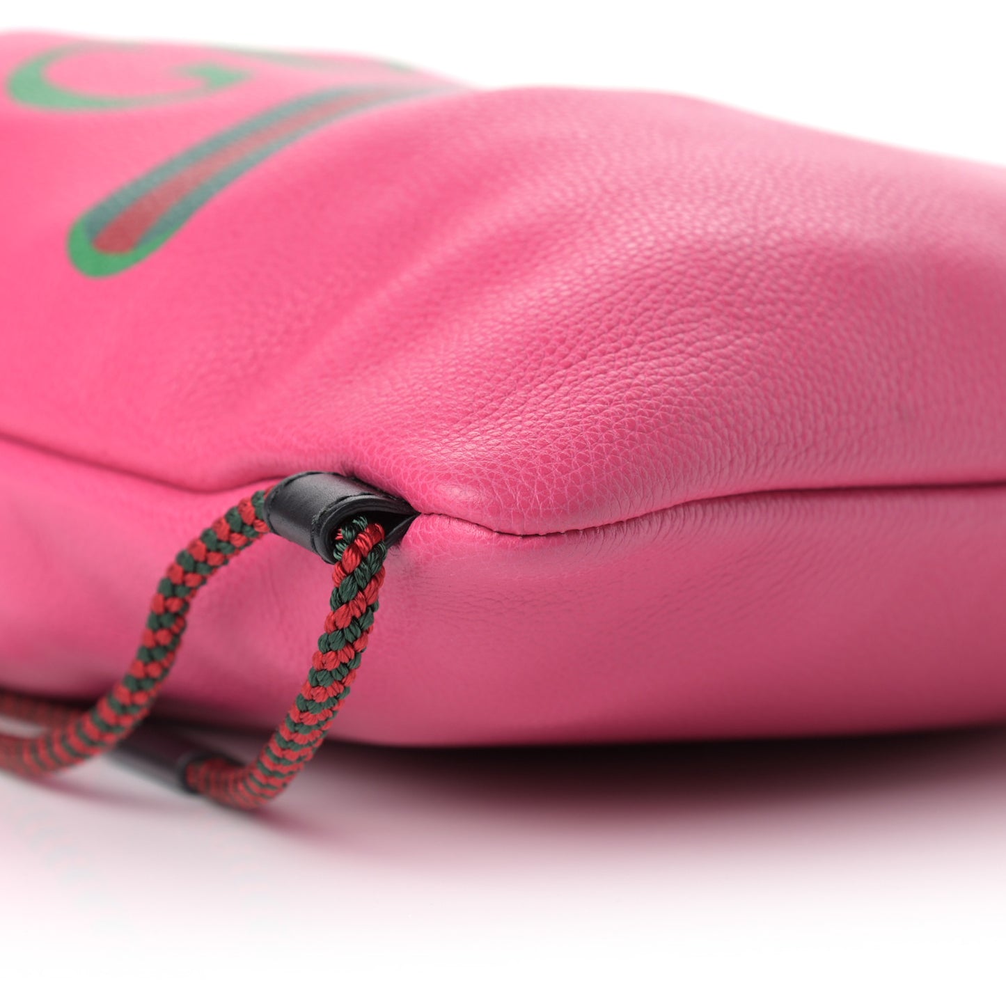 Grained Calfskin Logo Drawstring Backpack Box Pink Green Black