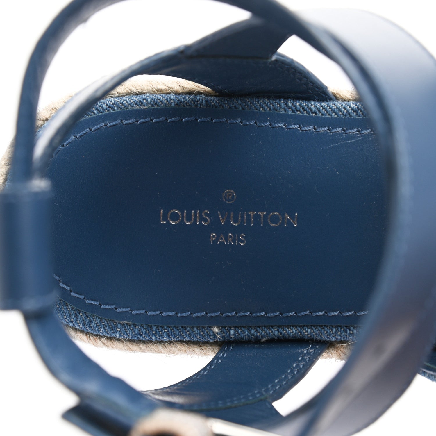 Louis Vuitton Monogram Denim Starboard Espadrille Flat Sandal 37 Blue 7 of 8