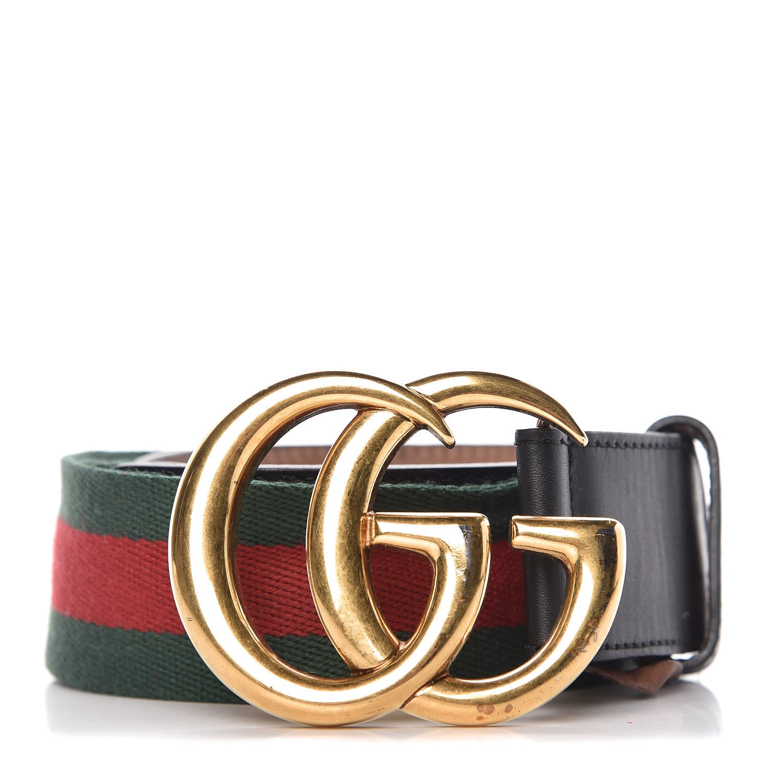 Gucci Nylon Calfskin Double G Web 40mm Belt 75 30 Green Red Black 1 of 8