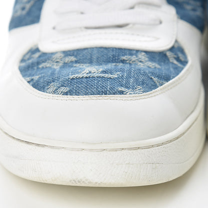 Louis Vuitton Calfskin Monogram Denim Rivoli High Top Sneakers 7.5 White 13 of 16