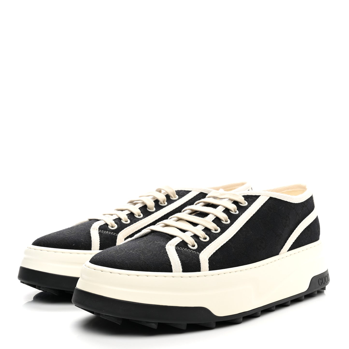 GG Monogram Mens 1977 Tennis Platform 52mm Sneakers 10.5 Black Mystic White