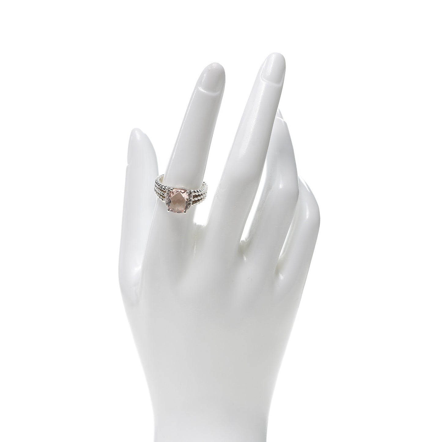 Sterling Silver Diamond Morganite 10mm Petite Wheaton Ring 56 7.5