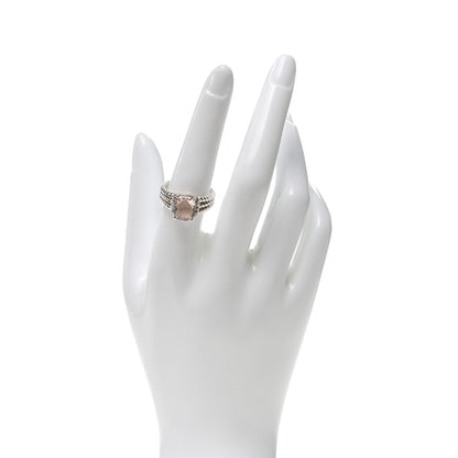 David Yurman Sterling Silver Diamond Morganite 10mm Petite Wheaton Ring 56 7.5 2 of 4