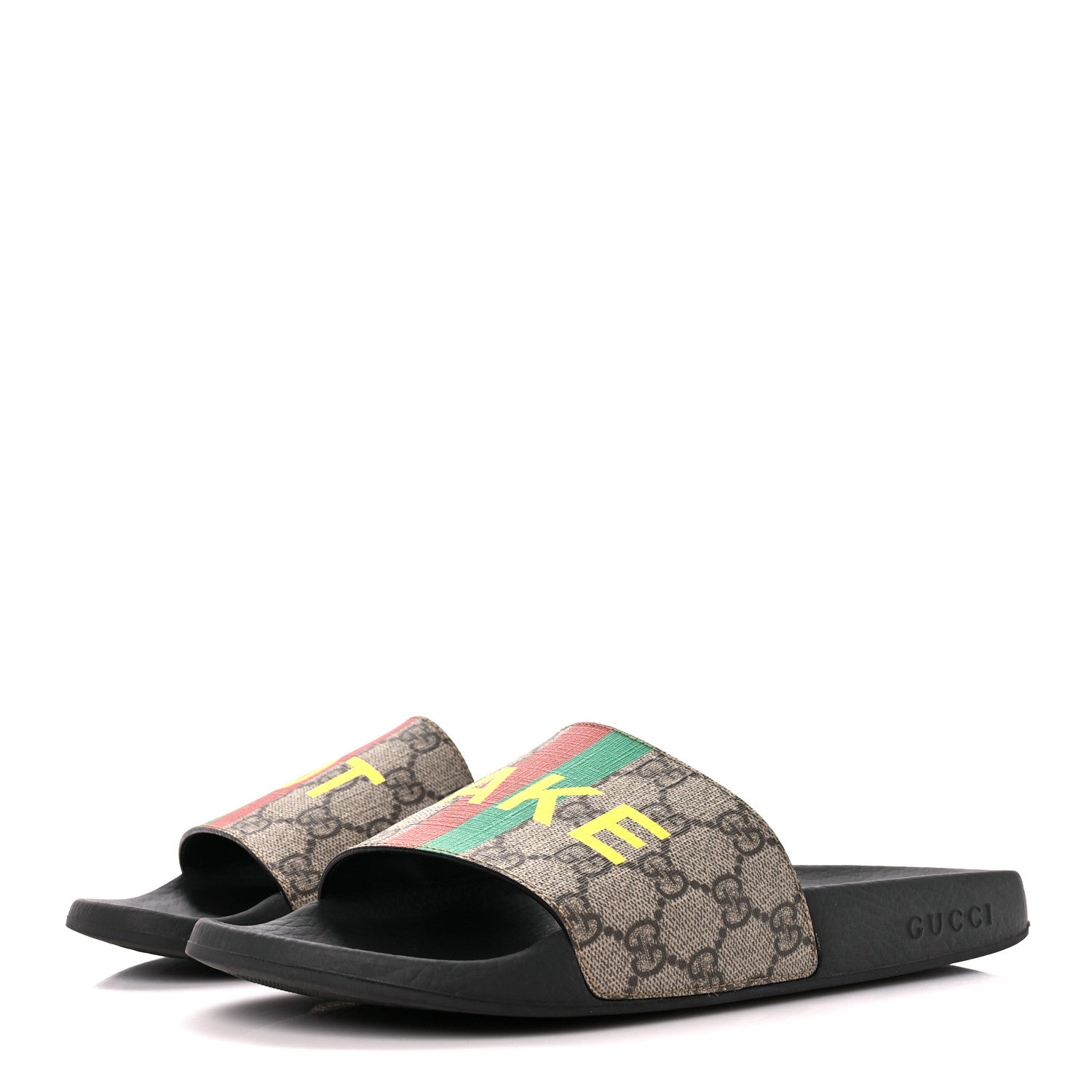 Gucci GG Supreme Monogram Fake/Not Slide Sandals 40 Beige Ebony 3 of 9