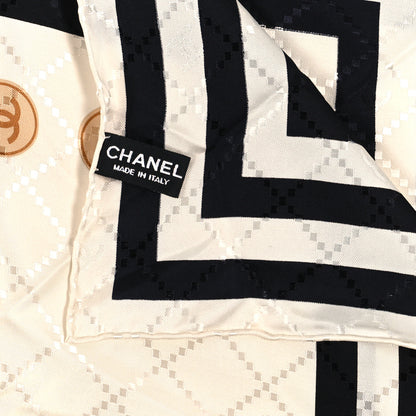 Chanel Silk Stripe CC Scarf Black White 3 of 3