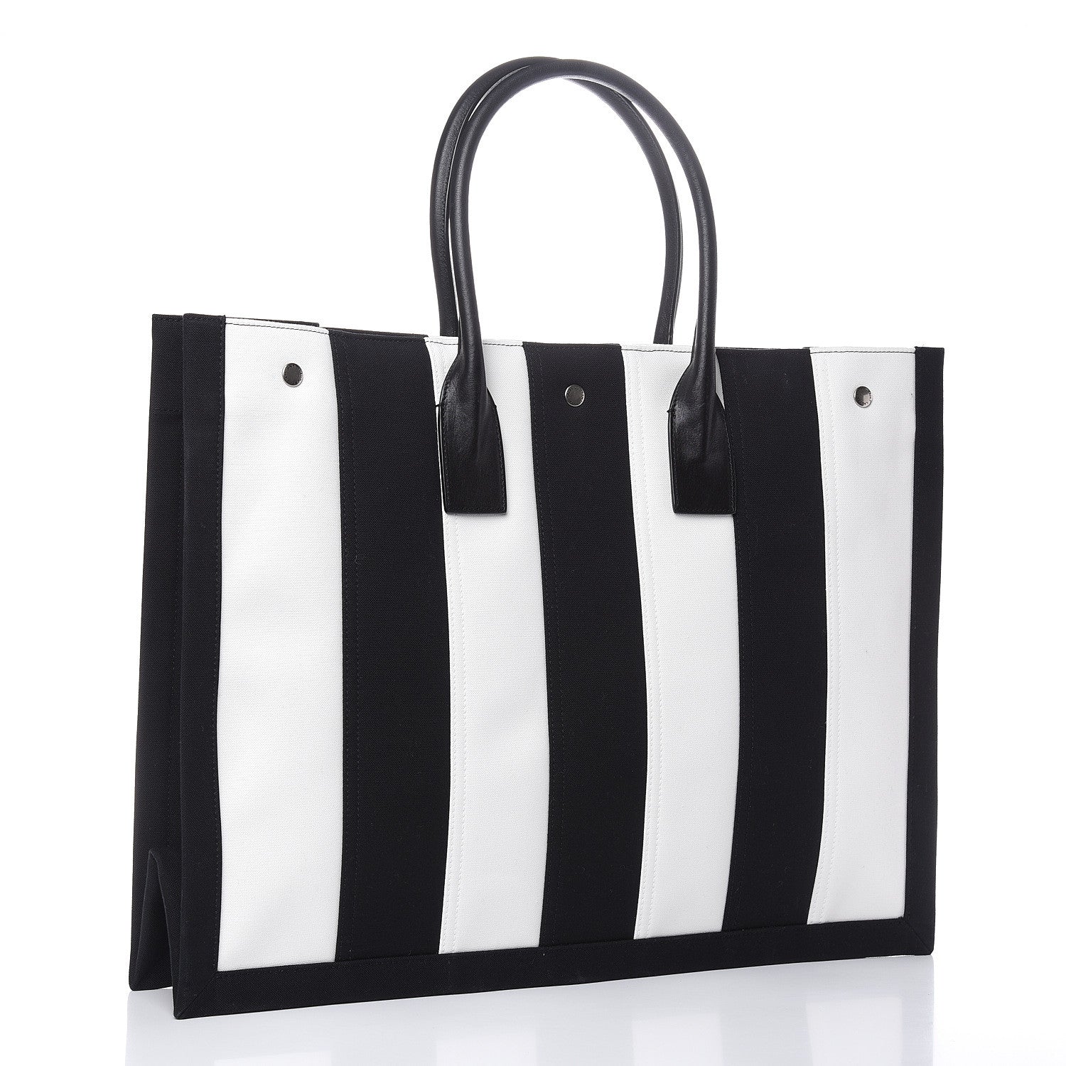 Saint Laurent Canvas Noe Striped Tote Black White 3 of 12