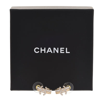 Chanel Metal Crystal Quilted CC Hoop Earrings Gold 5 of 5