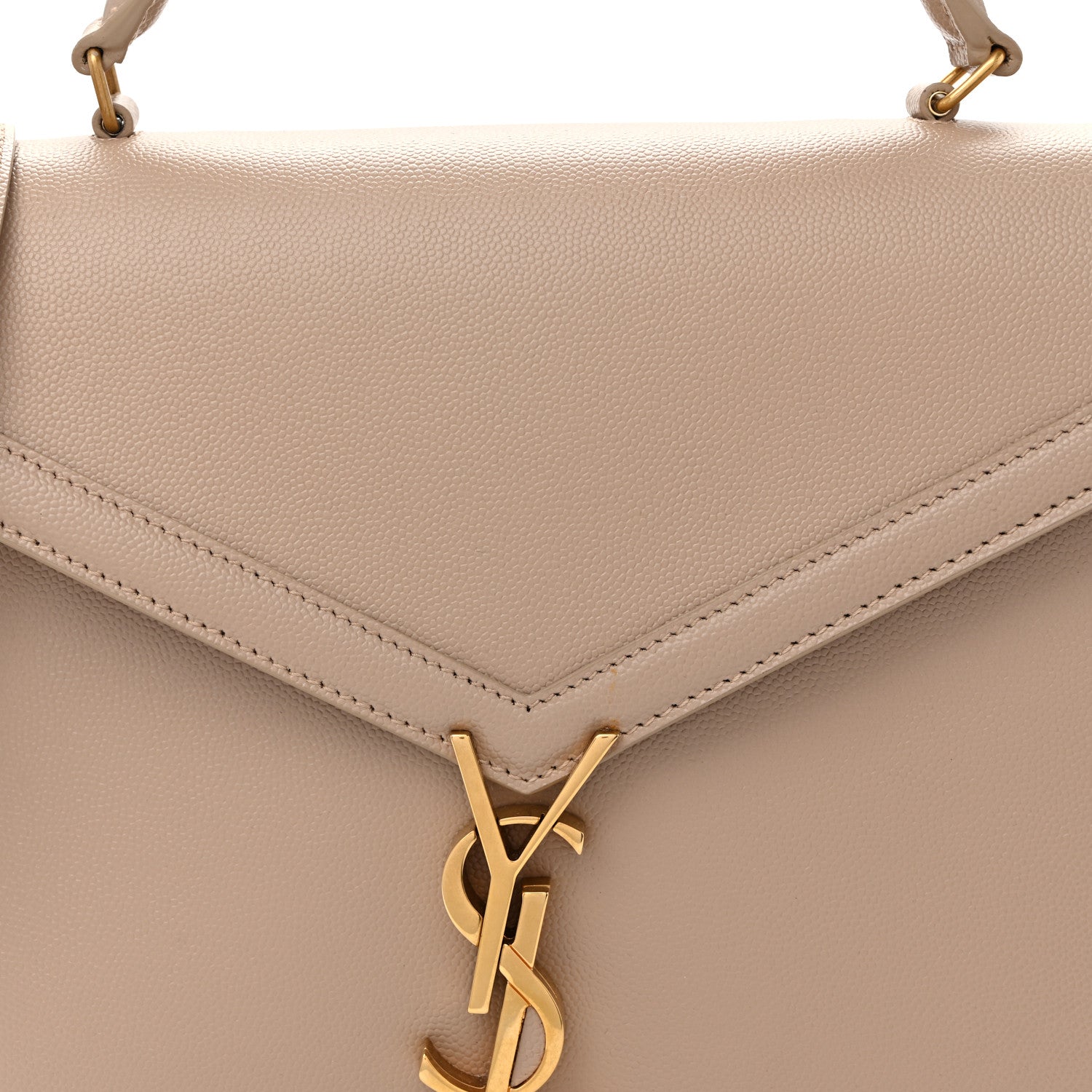 Saint Laurent Grain de Poudre Medium Classic Monogram Cassandra Top Handle Dark Beige 8 of 11
