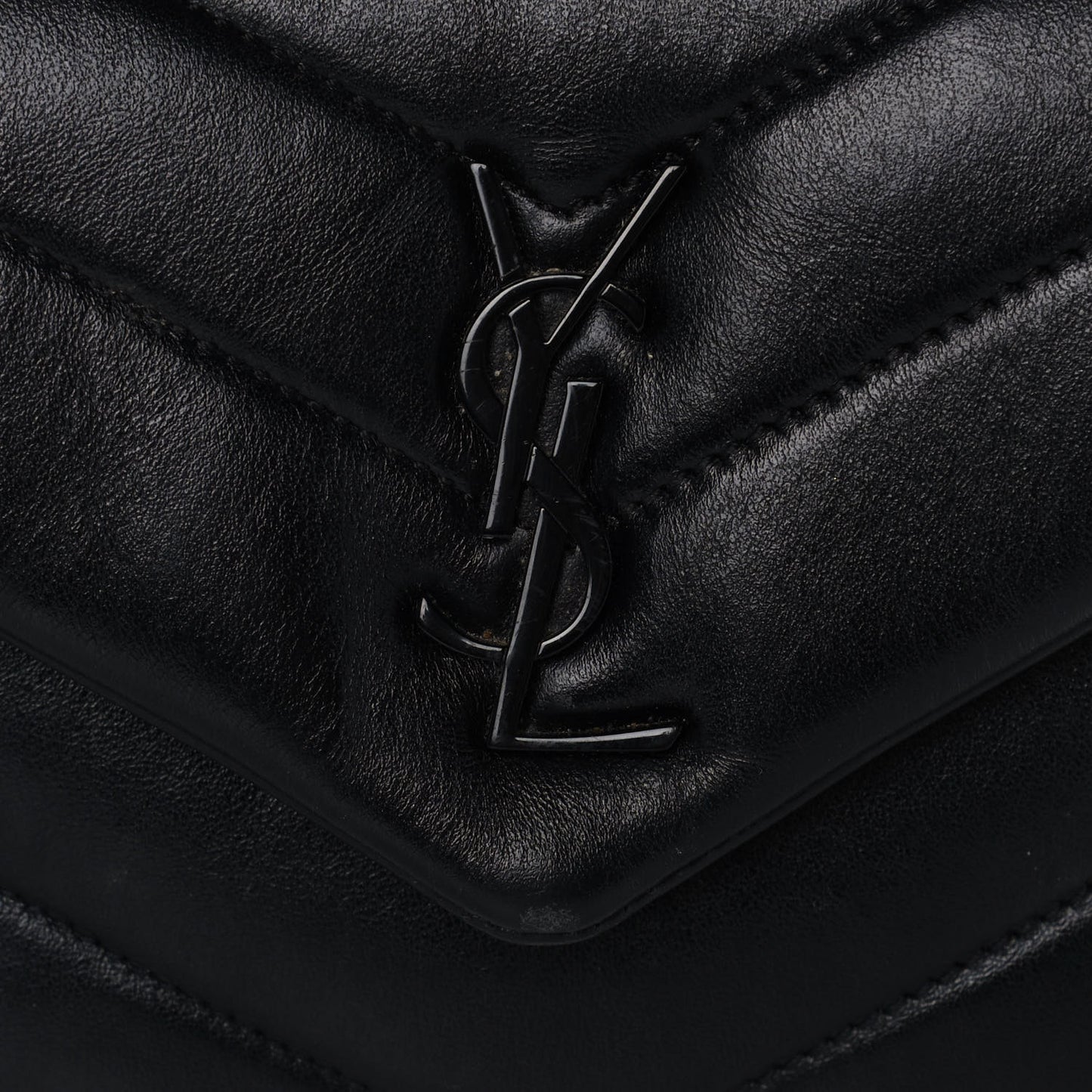 Calfskin Y Quilted Monogram Toy Loulou Crossbody Bag Black