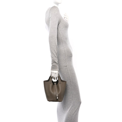 Hermes Taurillon Clemence Picotin Lock 18 PM Etoupe 2 of 11