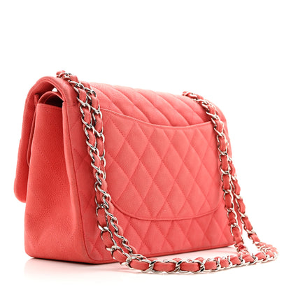 Chanel Iridescent Caviar Quilted Jumbo Double Flap Coral 2 of 17