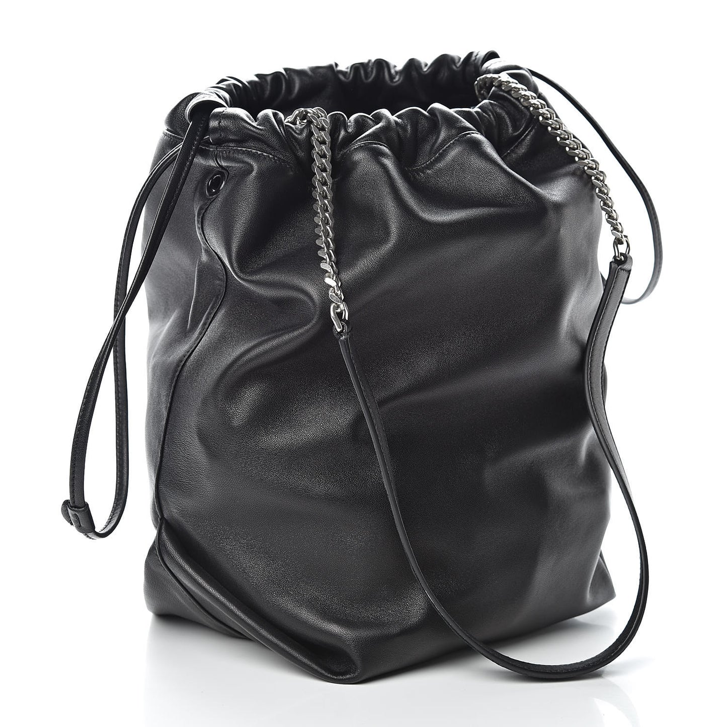 Lambskin Teddy Drawstring Bag Black