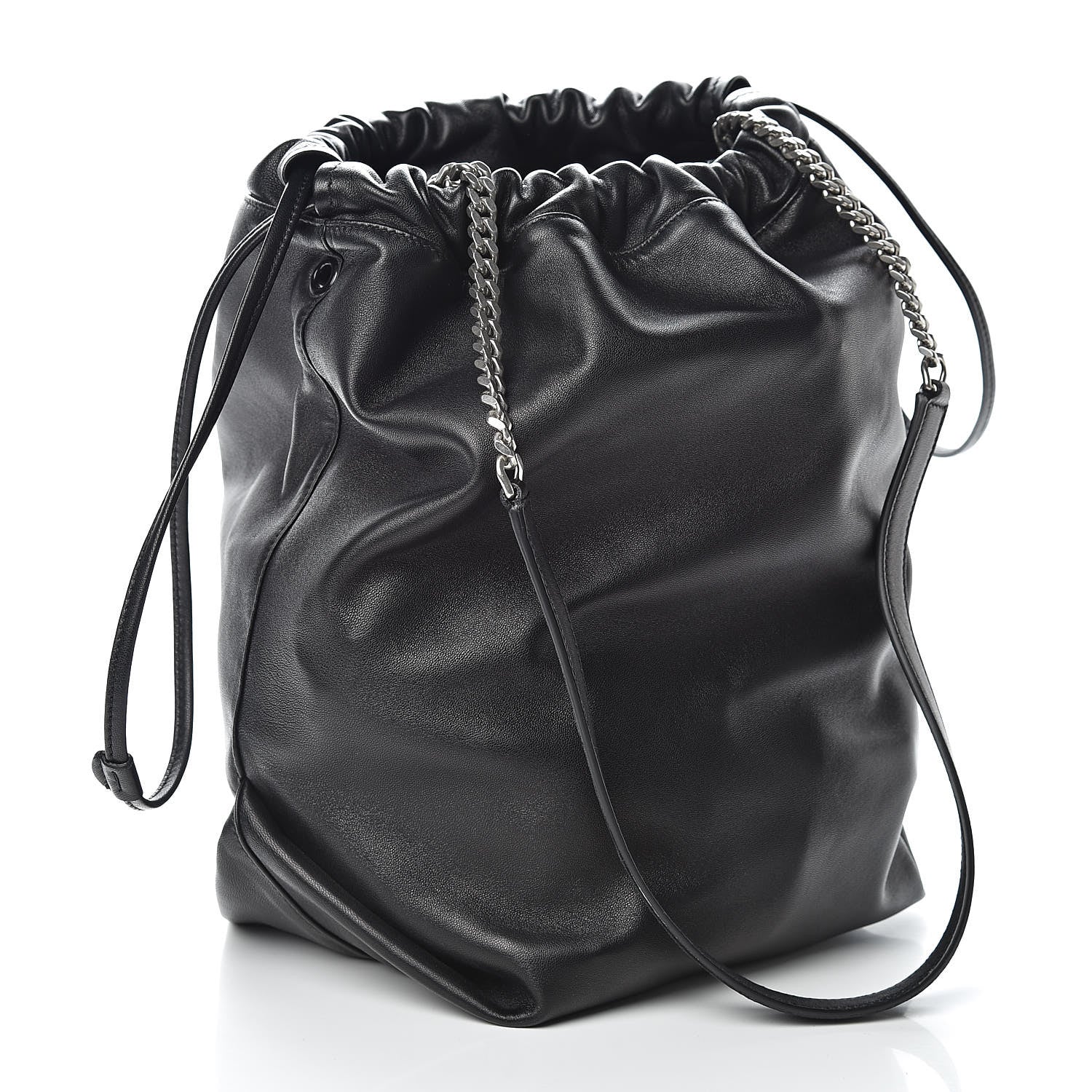 Saint Laurent Lambskin Teddy Drawstring Bag Black 3 of 10