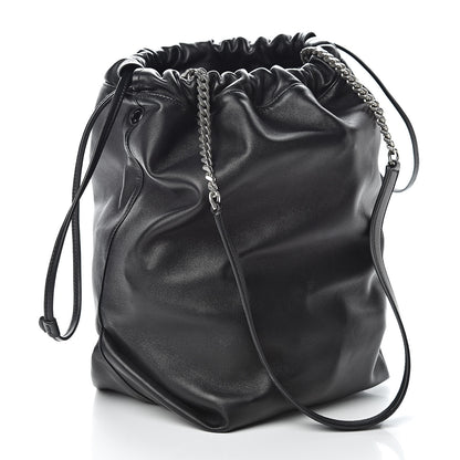 Saint Laurent Lambskin Teddy Drawstring Bag Black 3 of 10