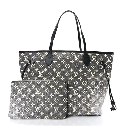 Louis Vuitton Denim Monogram Jacquard Neverfull MM Grey 3 of 9